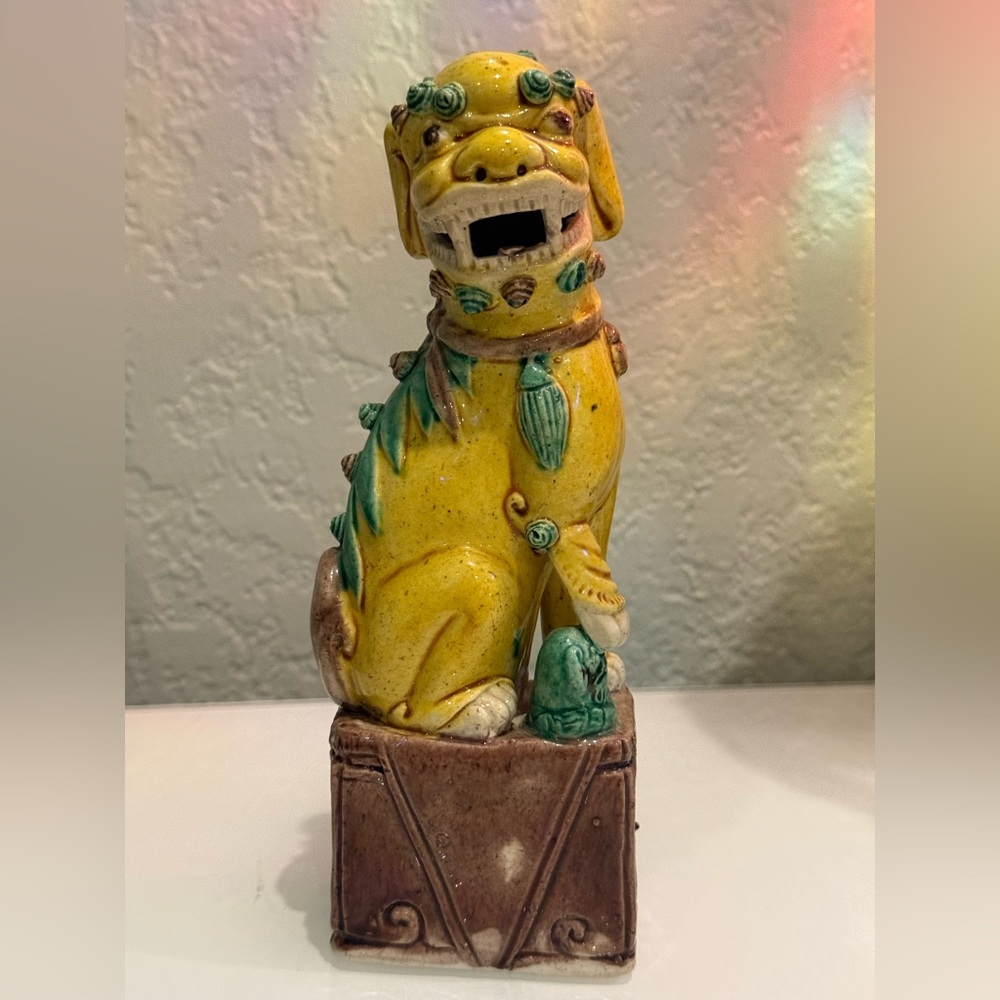 Antique Sancai Glaze yellow Foo Dog so beautiful and on excellent condition